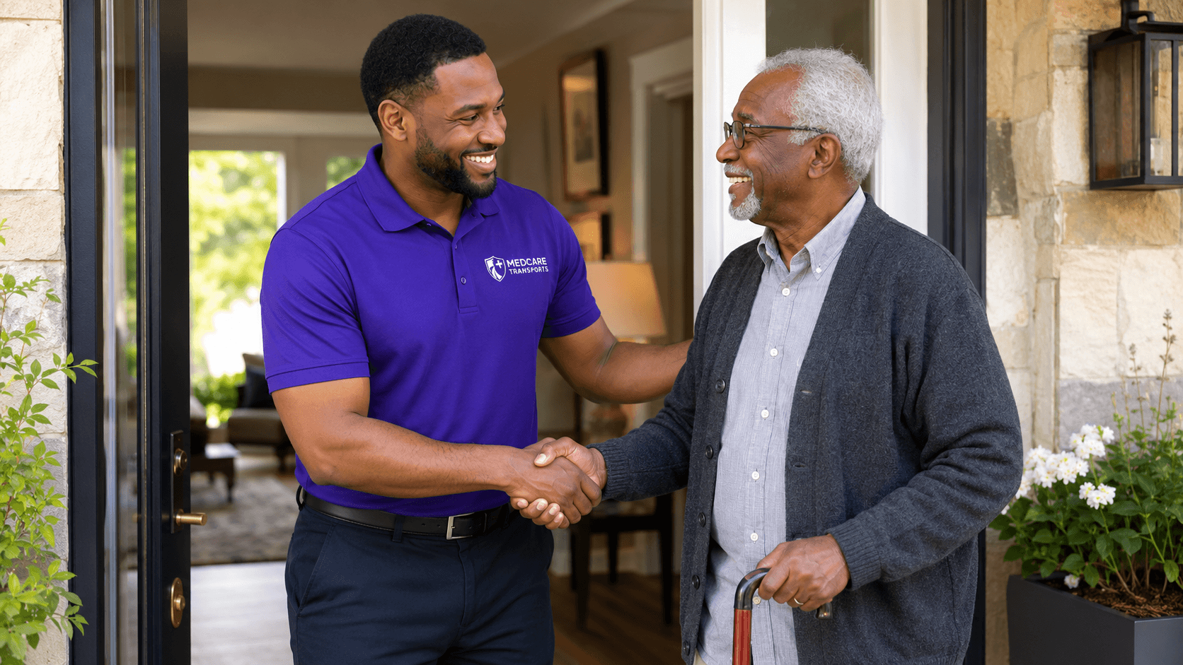MedCare driver greeting a patient